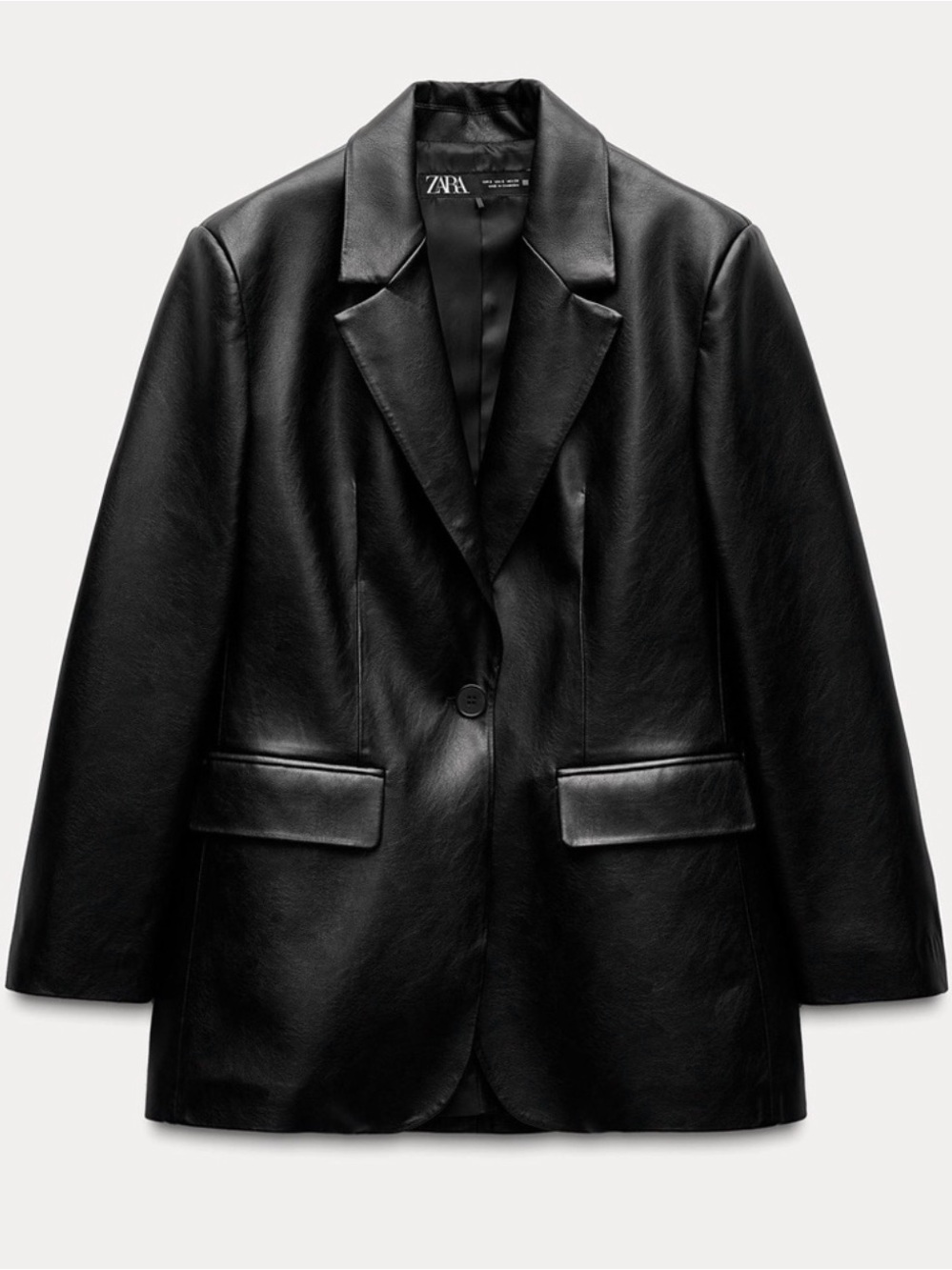 Zara Women's Black Leather Faux Blazer